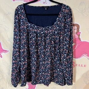 Lucky Brand Navy Floral Blouse